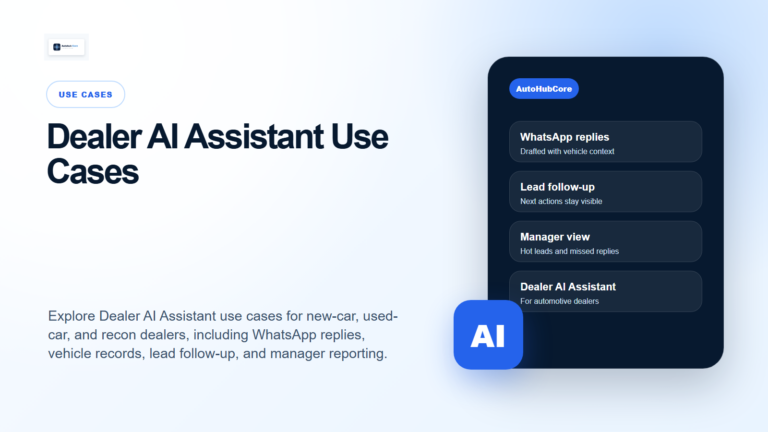 Dealer AI Assistant Use Cases for AutoHubCore dealers