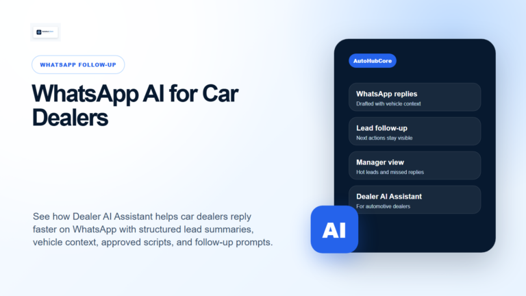 WhatsApp AI Reply Workflows for AutoHubCore dealers